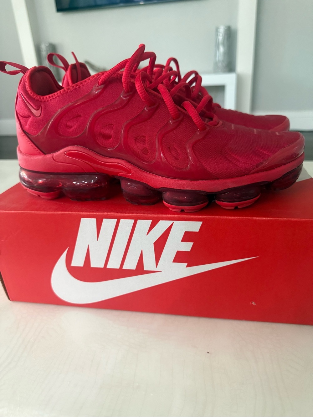 Nike Men Red Air VaporMax Running Shoes
